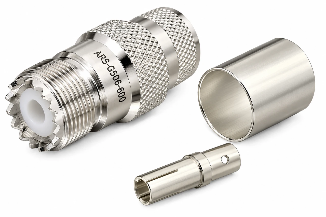 UHF-Female SO239 Cable Crimp Connector LMR600 Coaxial Cable - G506-600