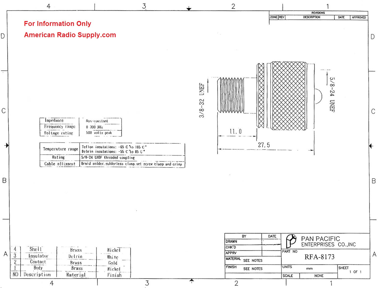 PL-259 UHF-Male to F-Female Coaxial Adapter (RFA-8173)