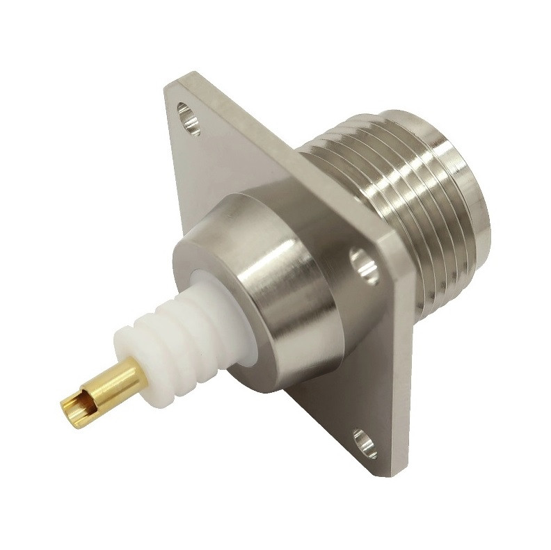 HN- Female 4-Hole Panel Mount Flange Coaxial Connector - H317