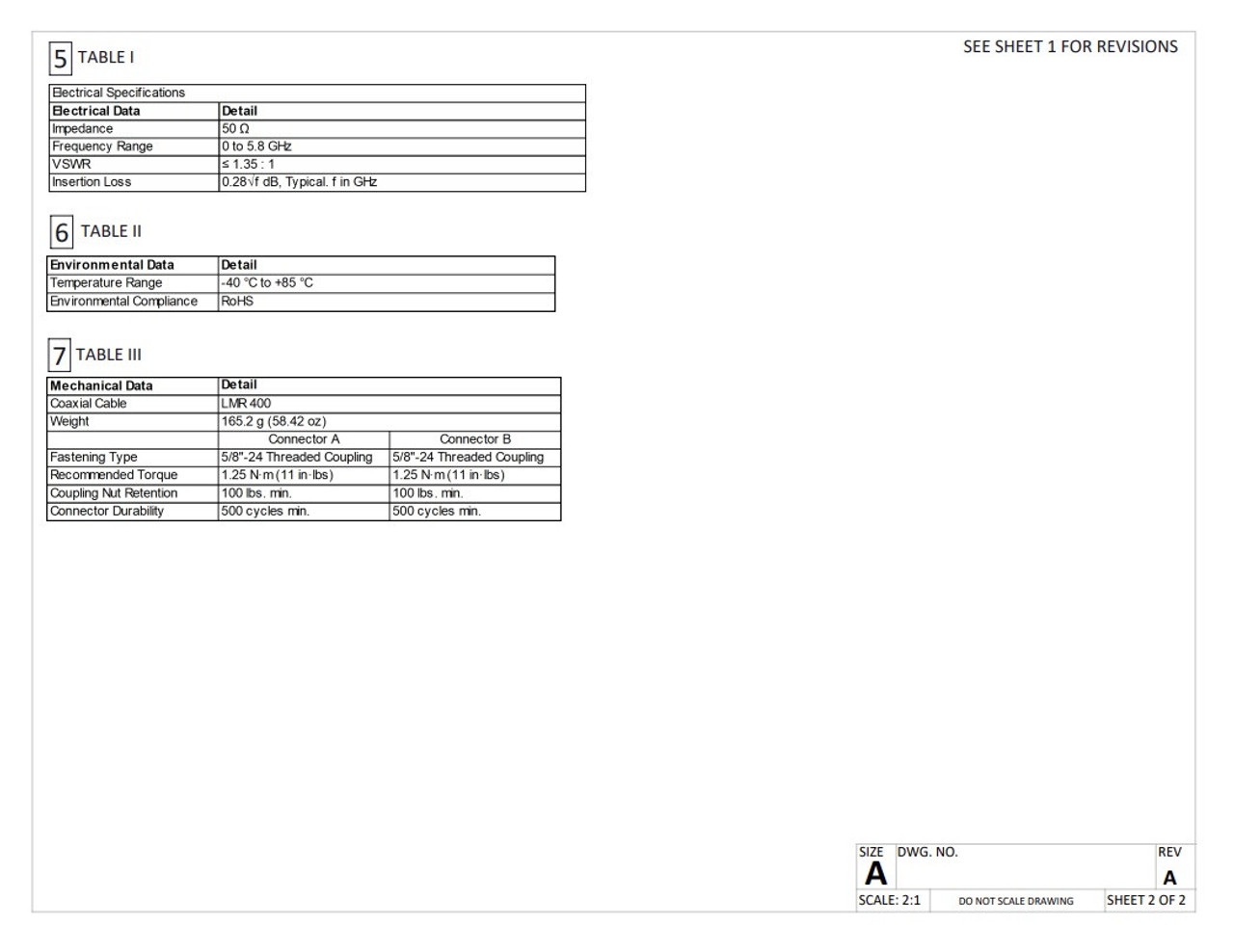 54 FT - LMR400 Type N Male Plug Coaxial Cable Assembly - ARS-4866