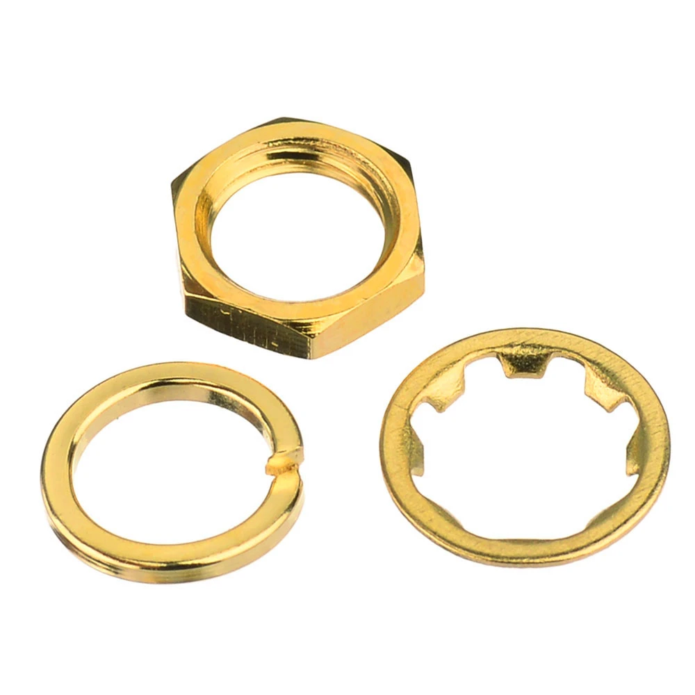 Gold Plated Hex Nut Both Flat and Lock Washer for SMA Connectors - 1 Set