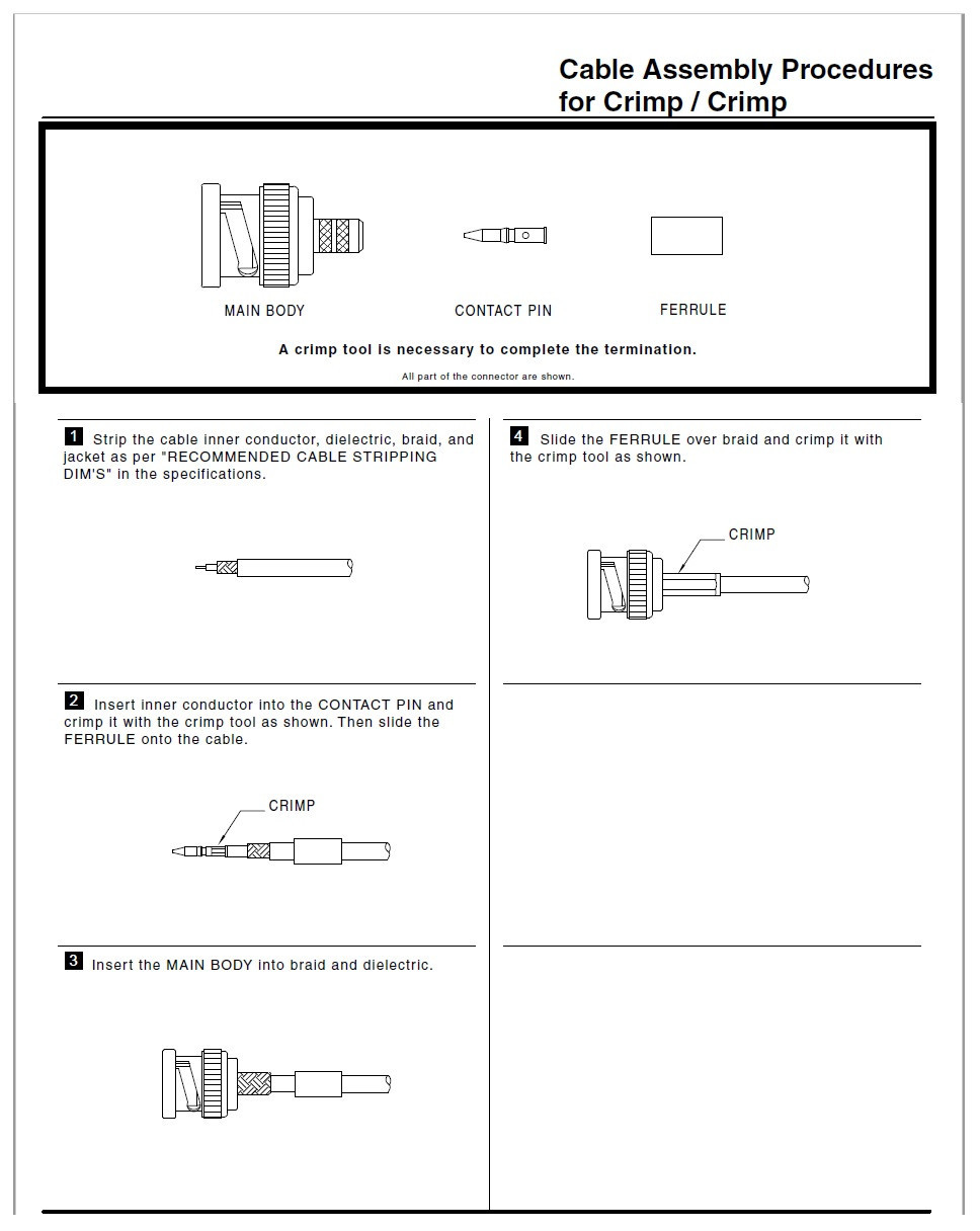 Center Pin Contact for TNC Male RG-58A LMR195 Crimp Connector - 50-Pack