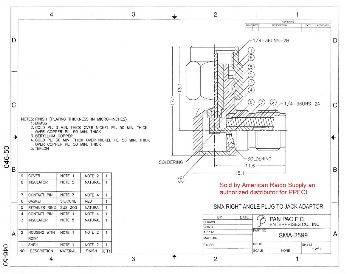 SMA Male Female Right Angle Coaxial Adapter - SMA-2599