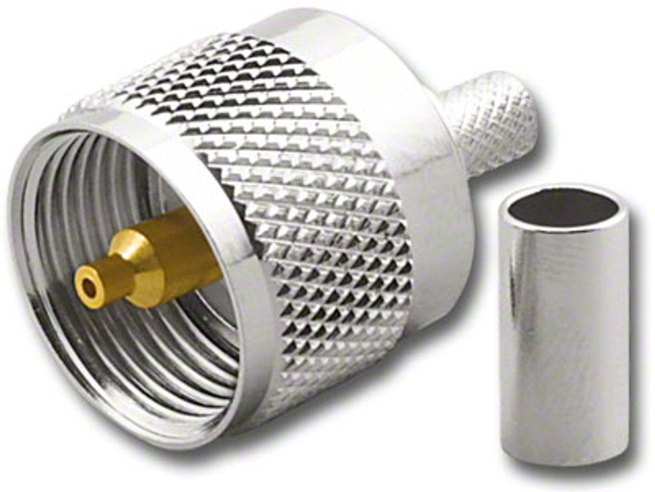 LMR195 RG-58 - PL-259 UHF Male Coaxial Cable Crimp Connector - UHF-7604L