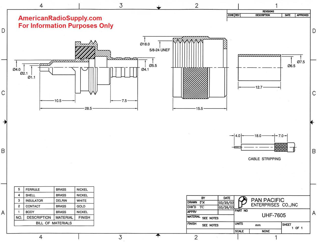 RG-8X LMR240 - PL-259 UHF Male Coaxial Crimp Cable Connector UHF