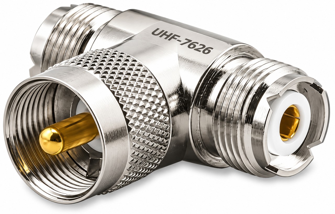 PL-259 UHF Male / SO-239 Female Tee Coaxial Adapter Connector – UHF-7624