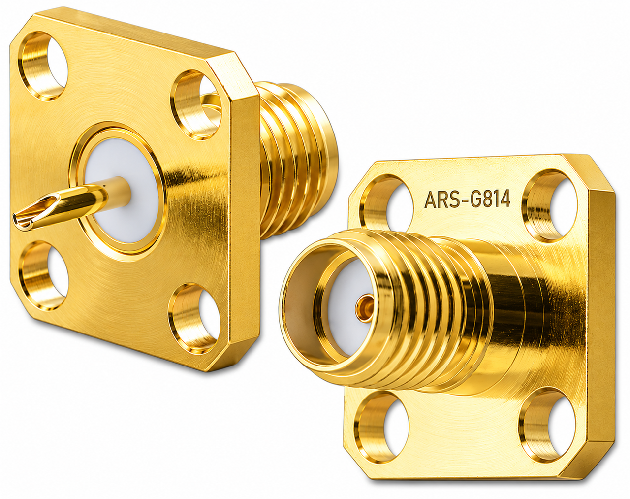 SMA-Female 4-Hole Flange - Panel Mount Coaxial Connector - ARS-G814