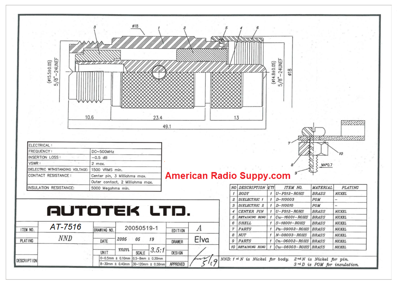 UHF PL-259 SO-239 Coaxial Surge Protector Arrestor - 7516