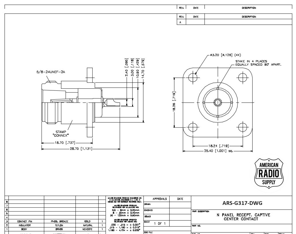 Type N-Female 4-Hole Panel Mount Chassis Coaxial Connector