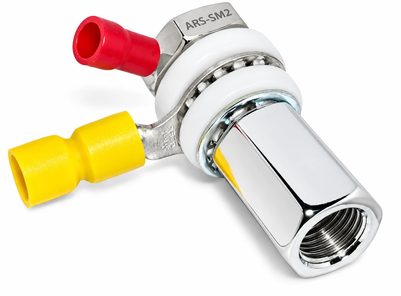 ARS-SM2 - Right Angle 3/8" x 24 Thread Chrome Lug Type Antenna Adapter