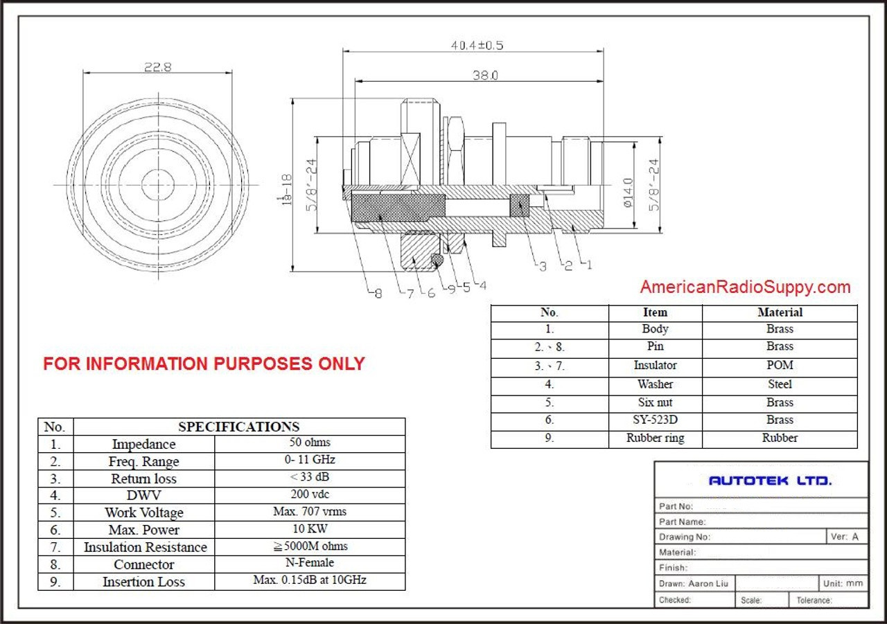 NMO to N-Female Adapter - 1.5-Inch Long