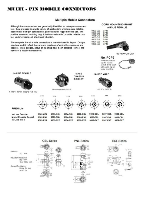 NEW 4 Pin Male In-Line CB Mic or Ham Radio Microphone Connector