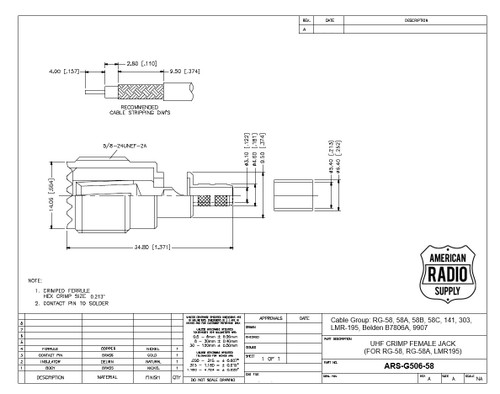  UHF-Female SO239 Cable End Connector RG-58 Coaxial Cable