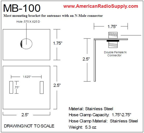 Comet MB-100 - Antenna Mounting Bracket Type N Female Connector