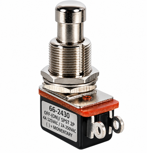 Push Button Switch Off/On SPST 2P 4A 125VAC - P/N CES-66-2430