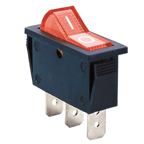 RED - Illuminated Rocker Switch On/Off SPST 3P 20A/12VDC -CES-66-2240