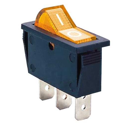 AMBER - Lighted Rocker Switch On/Off SPST 3P 20A/12VDC -CES-66-2207
