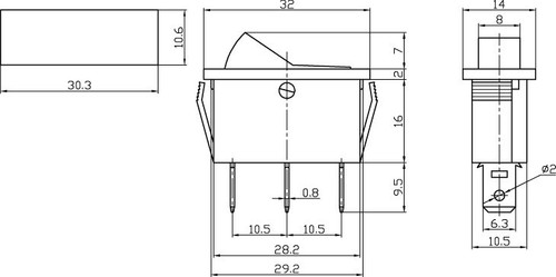 GREEN - Lighted Rocker Switch On/Off SPST 3P 20A/125VAC -CES-66-2202