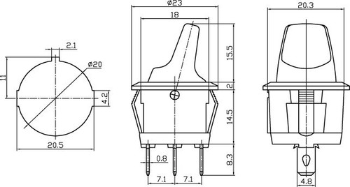 RED - Illuminated Rocker Switch On/Off SPST 3P 20A/12VDC - CES-66-2043