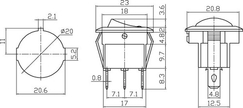 RED - Lighted LED Automotive Switch On/Off SPST 3P 16A/12VDC - 66-2288