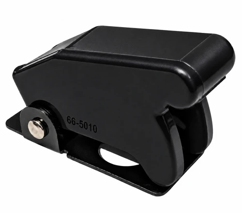 66-5010 - Black Aircraft-Style Toggle Switch Safety Cover Spring-Loaded