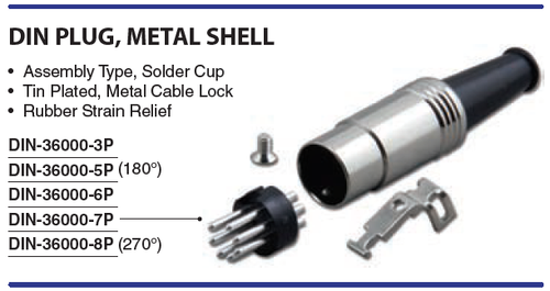 6-Pin - Standard DIN Plug Connector with Metal Shell