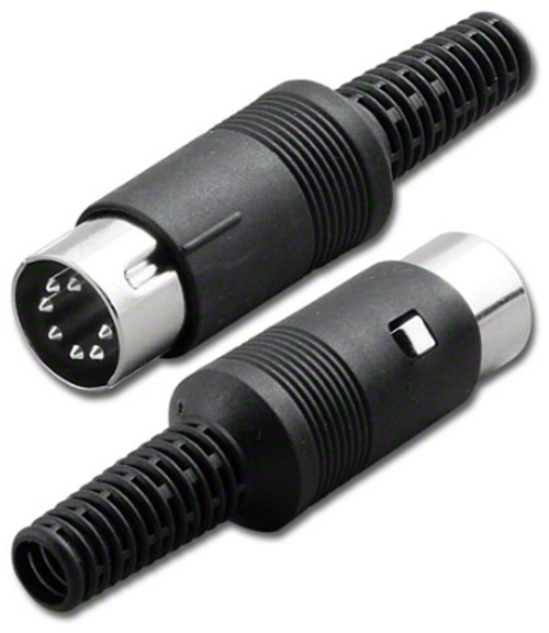 3-Pin - Standard DIN Plug Connector with Black Plastic Shell Jacket