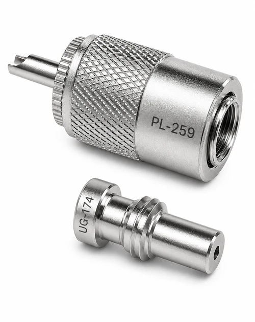 PL-259 / UG-174 - UHF Male Cable Plug Coaxial Connector - Silver Teflon