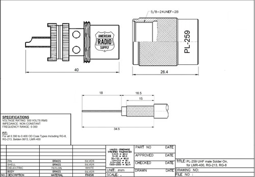 PL-259 UHF-Male Best Easy to Solder Silver Teflon Coaxial