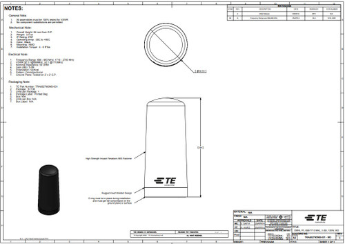 Laird TRA6927M3NB-001 - 4G/3G Multiband Phantom® Antenna - NMO