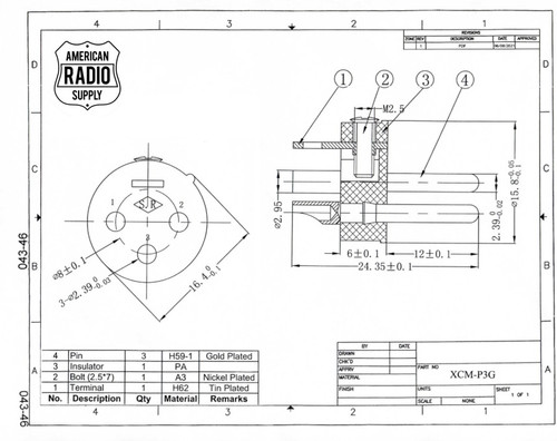 3-Pin XLR Microphone Connector Male Plug - Replacement Pins - Tin
