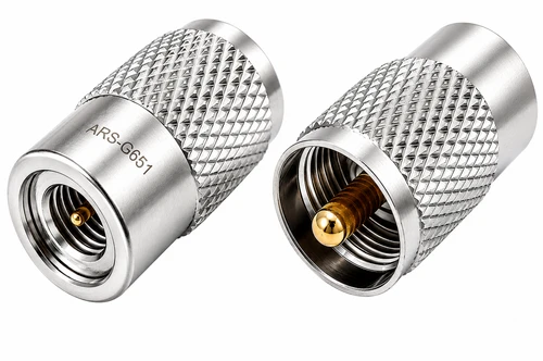 Mini-UHF-Male to UHF-Male PL-259 Coaxial Adapter Connector