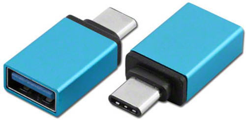 Blue USB-A Female to USB-C Male Adapter - AD-USBC3AFG-BL