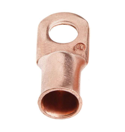 CES-6382 - #6 AWG Seamless Copper Ring Terminal 3/8-Inch Bolt Hole