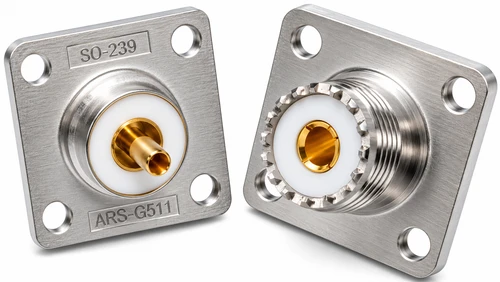 SO-239 UHF-Female 4-Hole Flange Panel Mount Coaxial Connector - ARS-G511