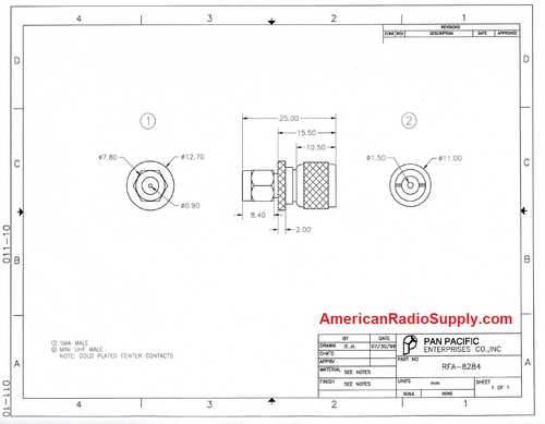 Mini-UHF-Male to SMA-Male Coaxial Adapter (RFA-8284)