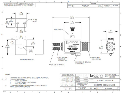 Surge Protector N-Male to N-Female Bulkhead RFN - AL-NMNFB-9 - ARS-4867