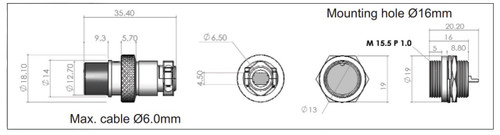 8-Pin Female Microphone & Electrical Cable Connector - GX16-8P / CMC-8F