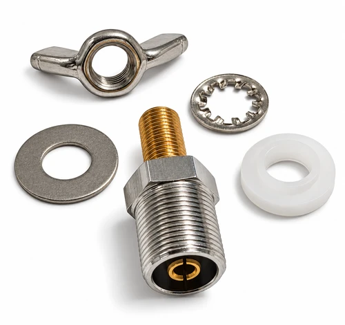 SO-239 to RF Wire Antenna Feed Point Connector with Wing Nut  - ARS-4880