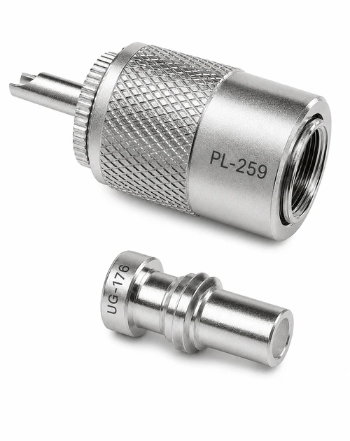 UHF Male Cable Plug Coaxial Connector - Silver Teflon - PL-259-8X