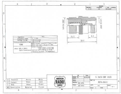 N-Female to UHF-Female SO239 Coaxial Adapter (RFA-8611)