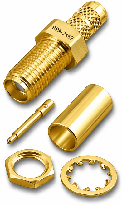 RP-SMA Reverse Female Jack Crimp Connector for RG-58 & LMR195 - RPA-2462
