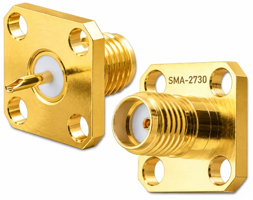 SMA Female 4-Hole Panel Mount Square Flange Connector - SMA-2730