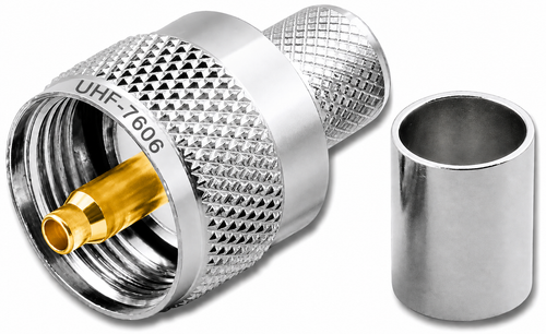 RG-213 & RG-8 - PL-259 UHF Male Coaxial Crimp Cable Connector UHF-7606L