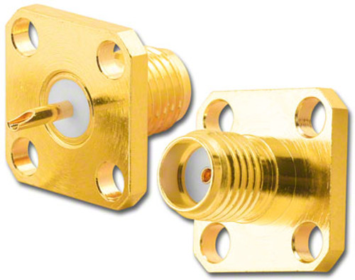 SMA-Female 4-Hole Flange - Panel Mount Coaxial Connector