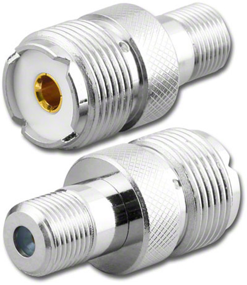 Type F-Female to SO-239 / UHF-Female Coaxial Adapter Connector