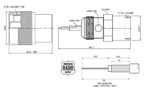 Type N-Male Coaxial Connector for RG-8 RG-213 & LMR400