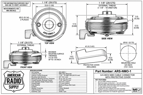 NMO-1 - 3/4-Inch NMO Cable Connector with Protector