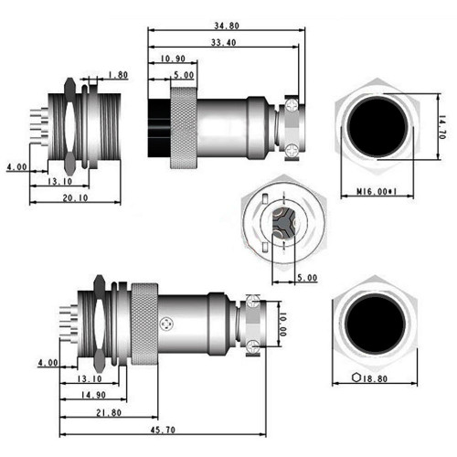 4-Pin - Microphone & Electrical Cable Connector - Panel Jack