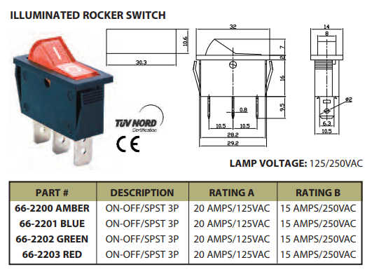 Illuminated Rocker Switch Wiring : Rocker Switch On Off On Dpdt 2 Dep